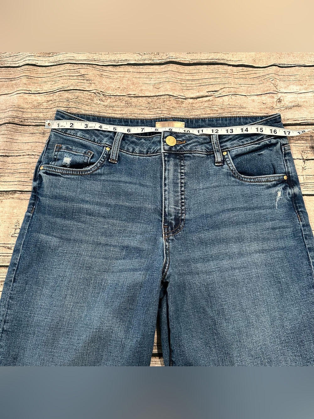 Kut from the Kloth Meg Fab Ab Wide-Leg Crop Jeans in Mid-Dark Blue Size 8P - Picture 4 of 10